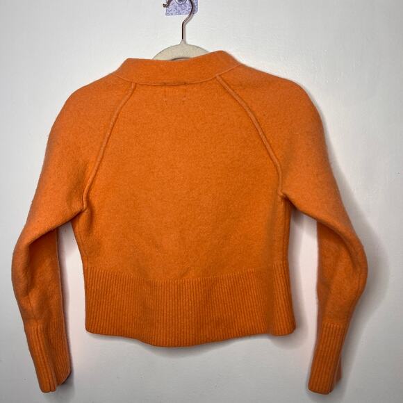 H&M wool blend coral orange vneck cardigan sweater XS - Picture 5 of 9